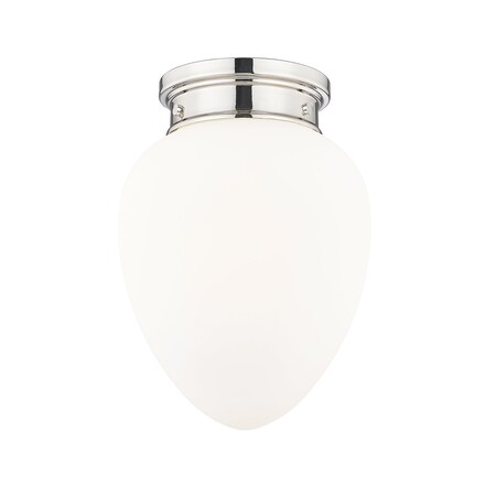 Z-Lite Gideon Flush Mount, 1-Light, 10 In.W x 13.5 In.H, Polished Nickel/Etched Opal 1945F9-PN